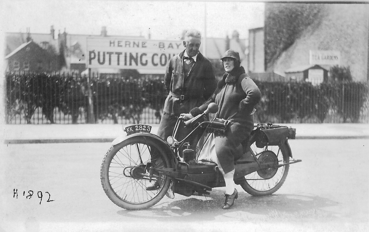 Hilda Albino
with Mr Archibald Scott on her 1922-3 Ner-a-Car 1
